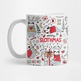 Merry Slothmas // Funny Christmas Sloth Doodle Art Mug